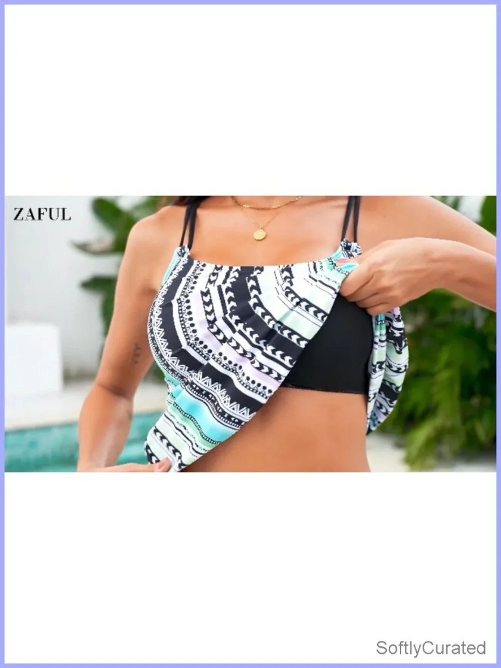 Blouson Tummy Control Tankini Top Adjustable Straps Removable Pads UPF 25 S-XXL